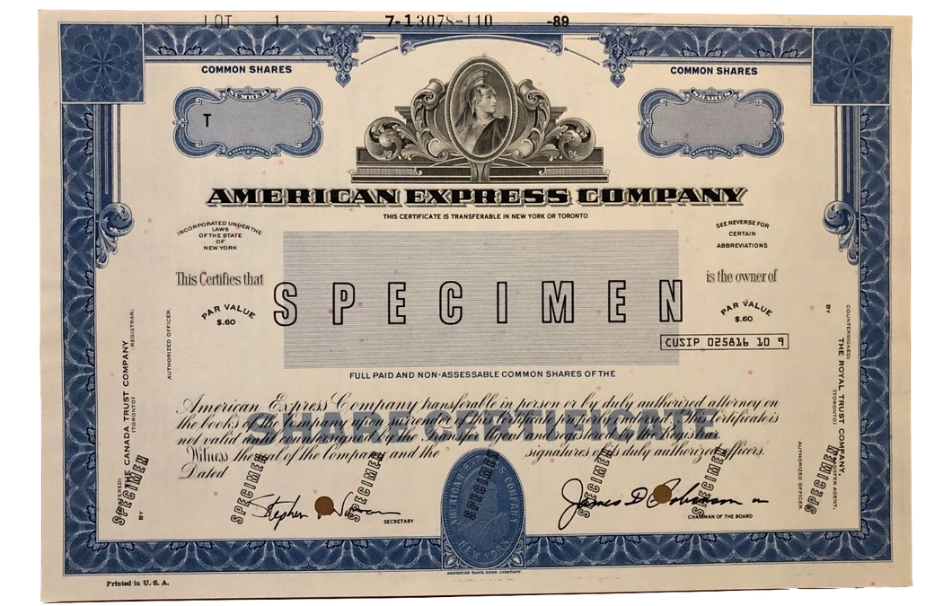 AXP Stock Certificate